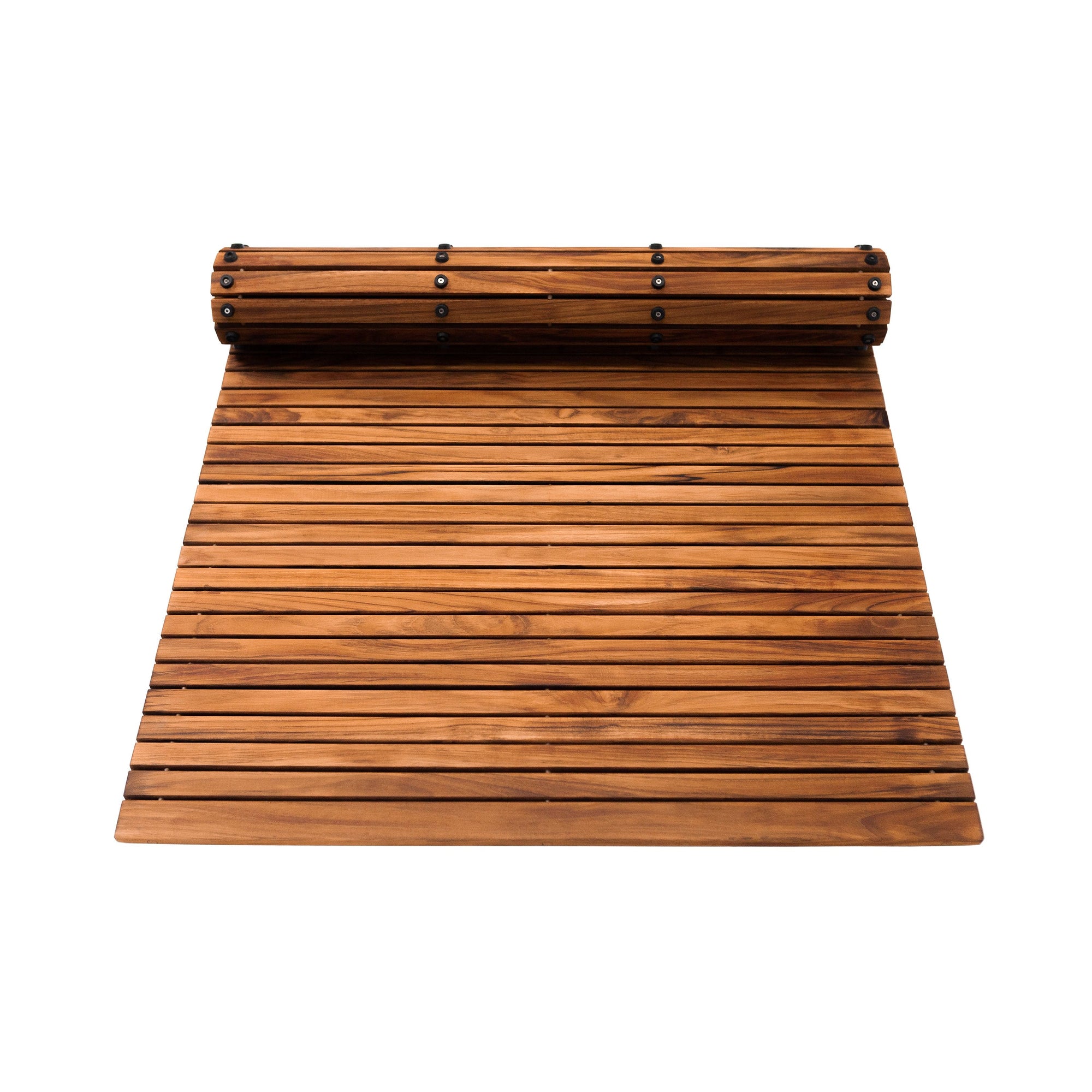 Teak String Mat Large Oiled Teak Shower and Bath String Mat with Rubber Footing 59″ x ...