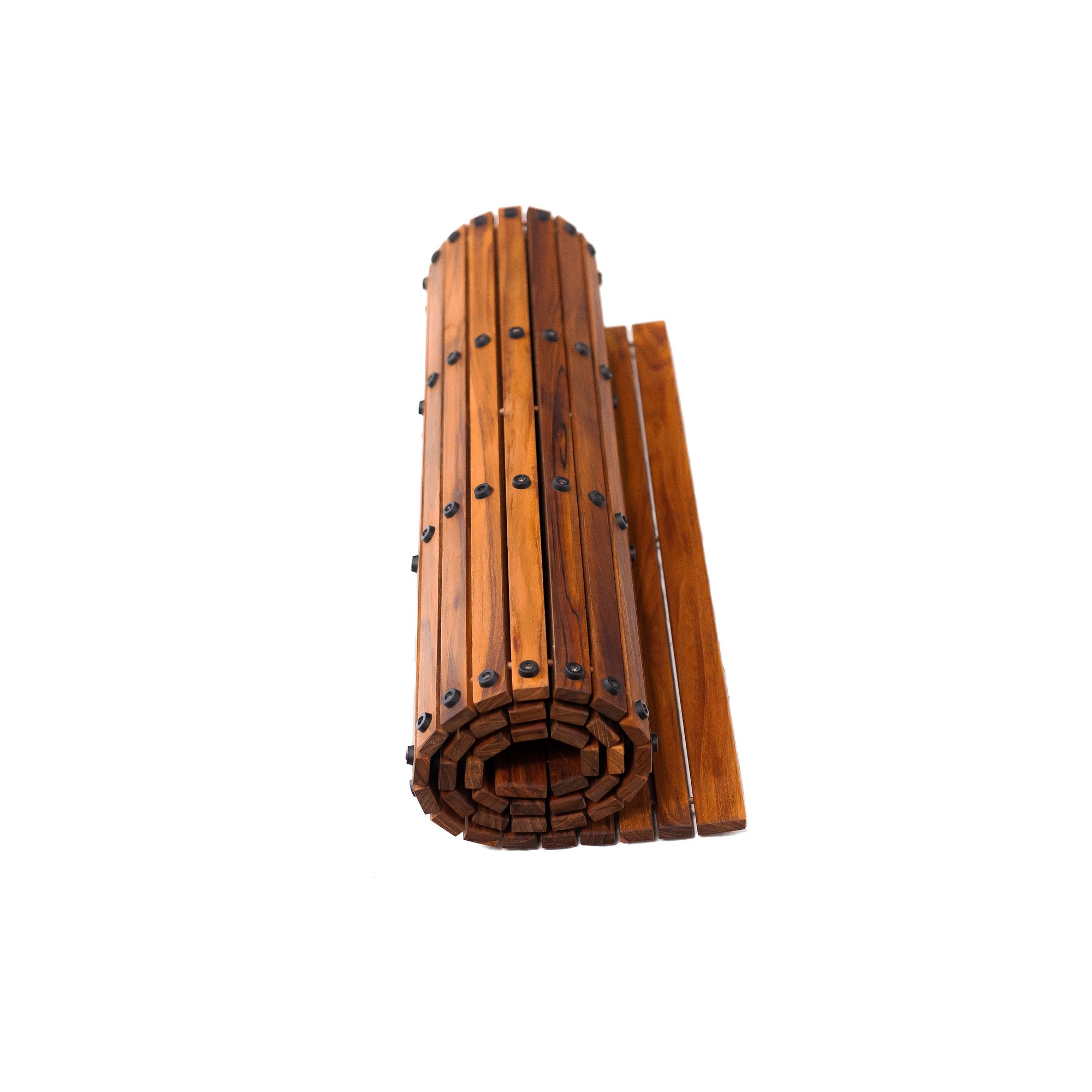 Teak String Mat Large Oiled Teak Shower and Bath String Mat with Rubber Footing 59″ x ...