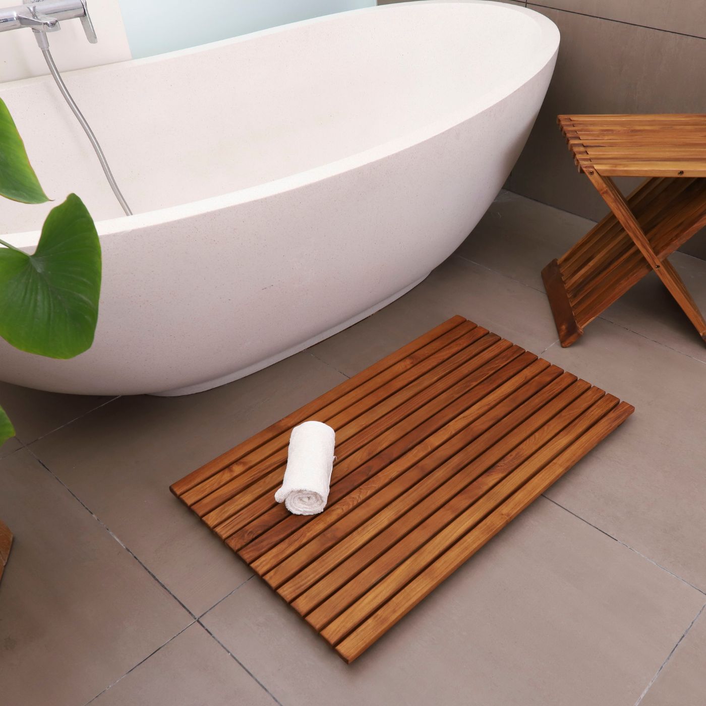 Indoor or Outdoor Teak Shower and Bath Mat 31.4″ x 19.6″